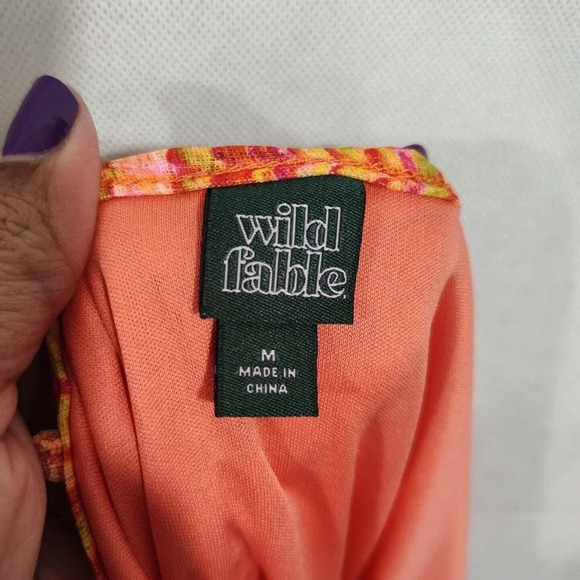 Wild Fable Orange Yellow Layered Tiered Mini Dress Women Size M Sleeveless NEW - Picture 5 of 8